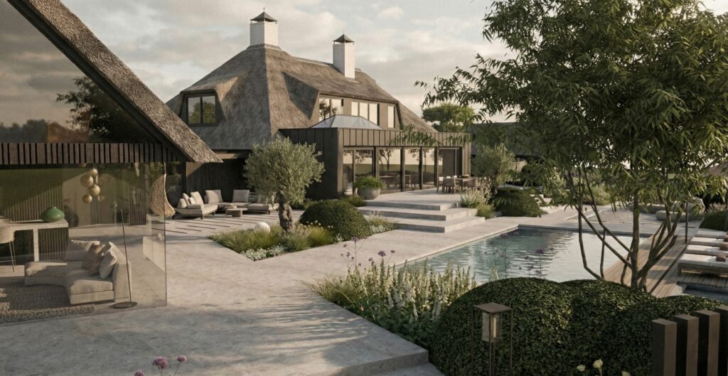 villatuin zwembad exclusief tuinontwerp Zeeland Estate Tuinen