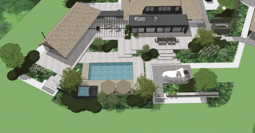 3d plattegrond tuinontwerp wellness zwembad Zeeland