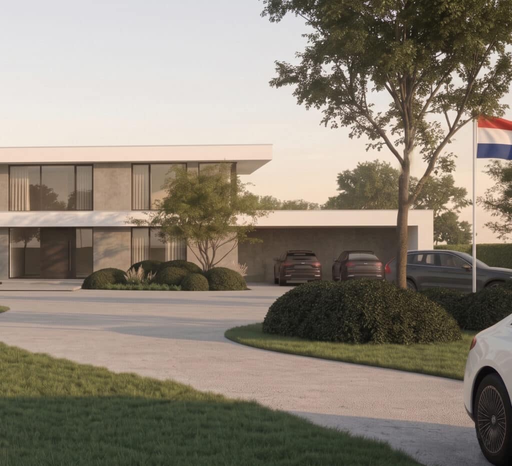 Modern tuinontwerp minimalistische villa oprit tuinarchitectuur - Estate tuinen Estate Tuinen