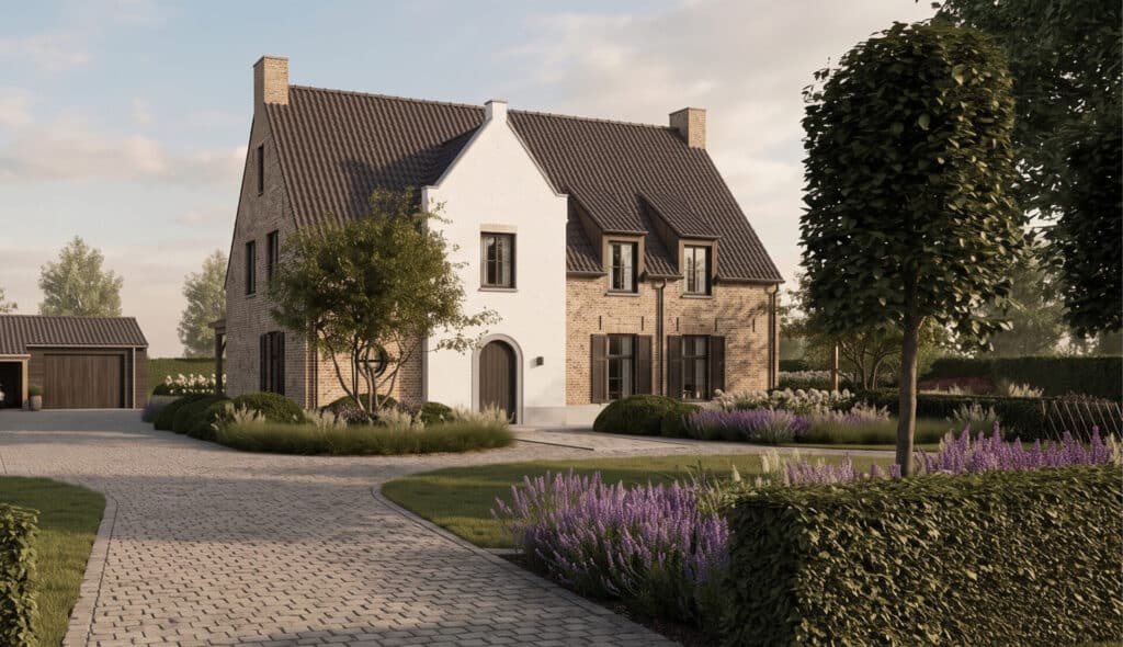 Totaalontwerp voortuin kempische woning Zeeland Estate Tuinen